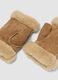 Tan lined gloves with shearling-effect trim_1