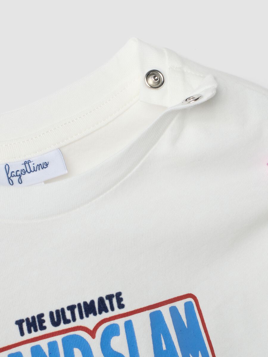 White organic cotton T-shirt with teddy bear print_3