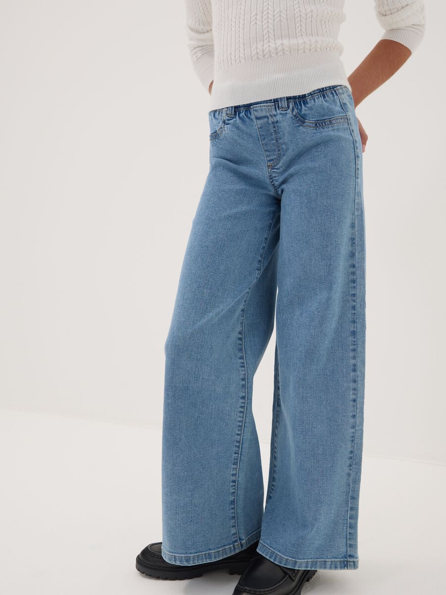 ليغينغز جينز للبنات من القطن وفيسكوز مطاطي بقصّة واسعة جداً (Super Wide Leg)_2