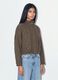 Giacca marrone regular con zip e fantasia spigata_1