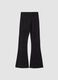 Black flared stretch-cotton trousers with glitter print_0