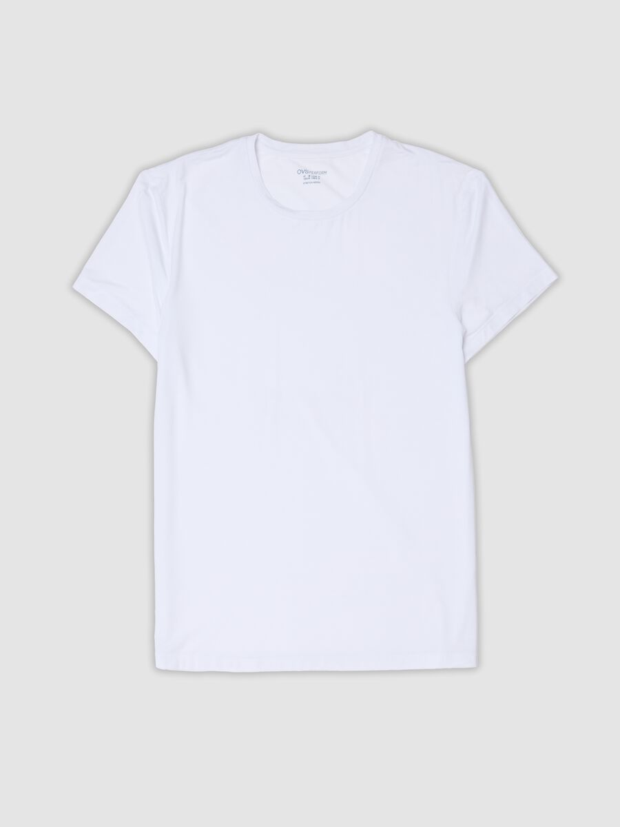 White stretch modal crew-neck T-shirt_0