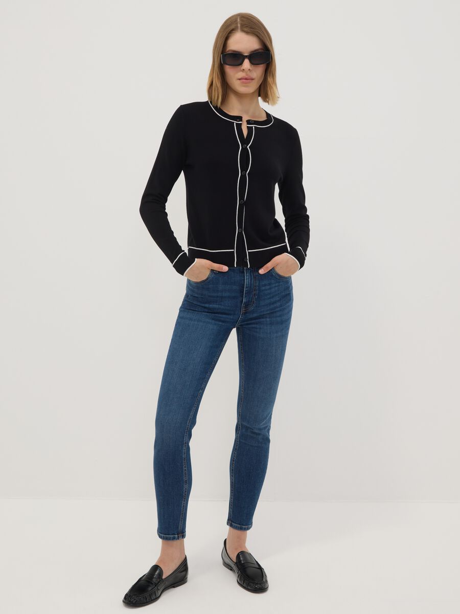 Black stretch viscose regular-fit cardigan_2