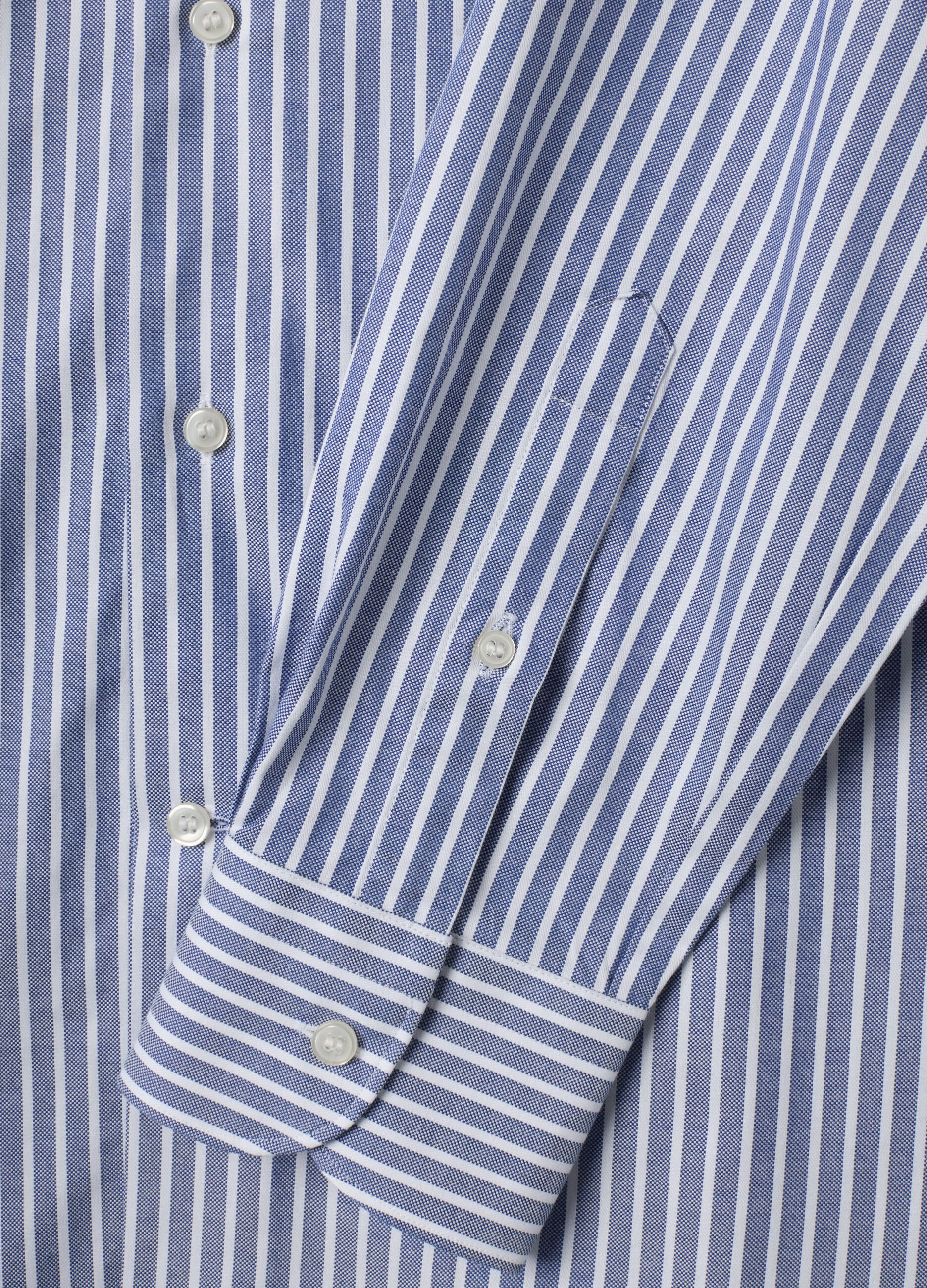 White pure cotton striped Oxford shirt, slim fit