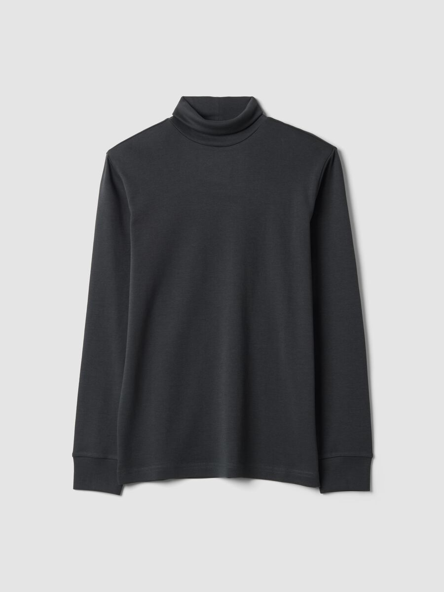 Blue pure cotton roll-neck jumper_0