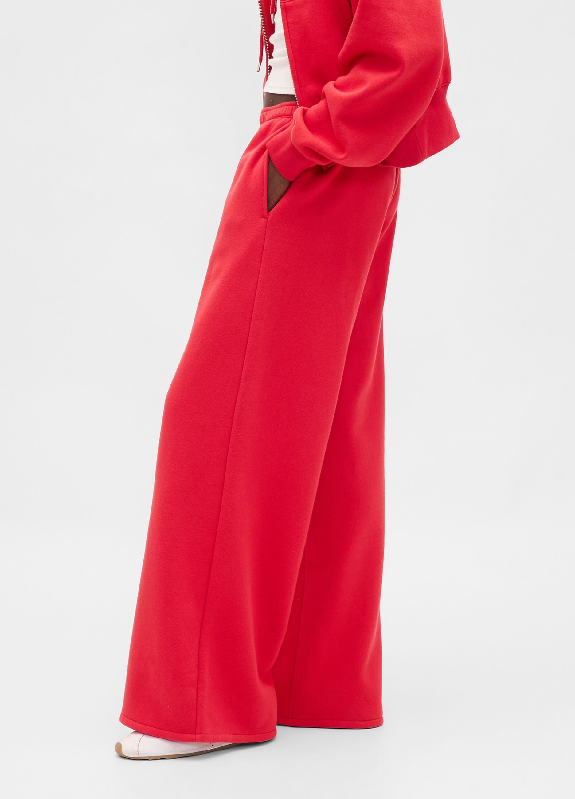 Red Cotton Blend Trousers
