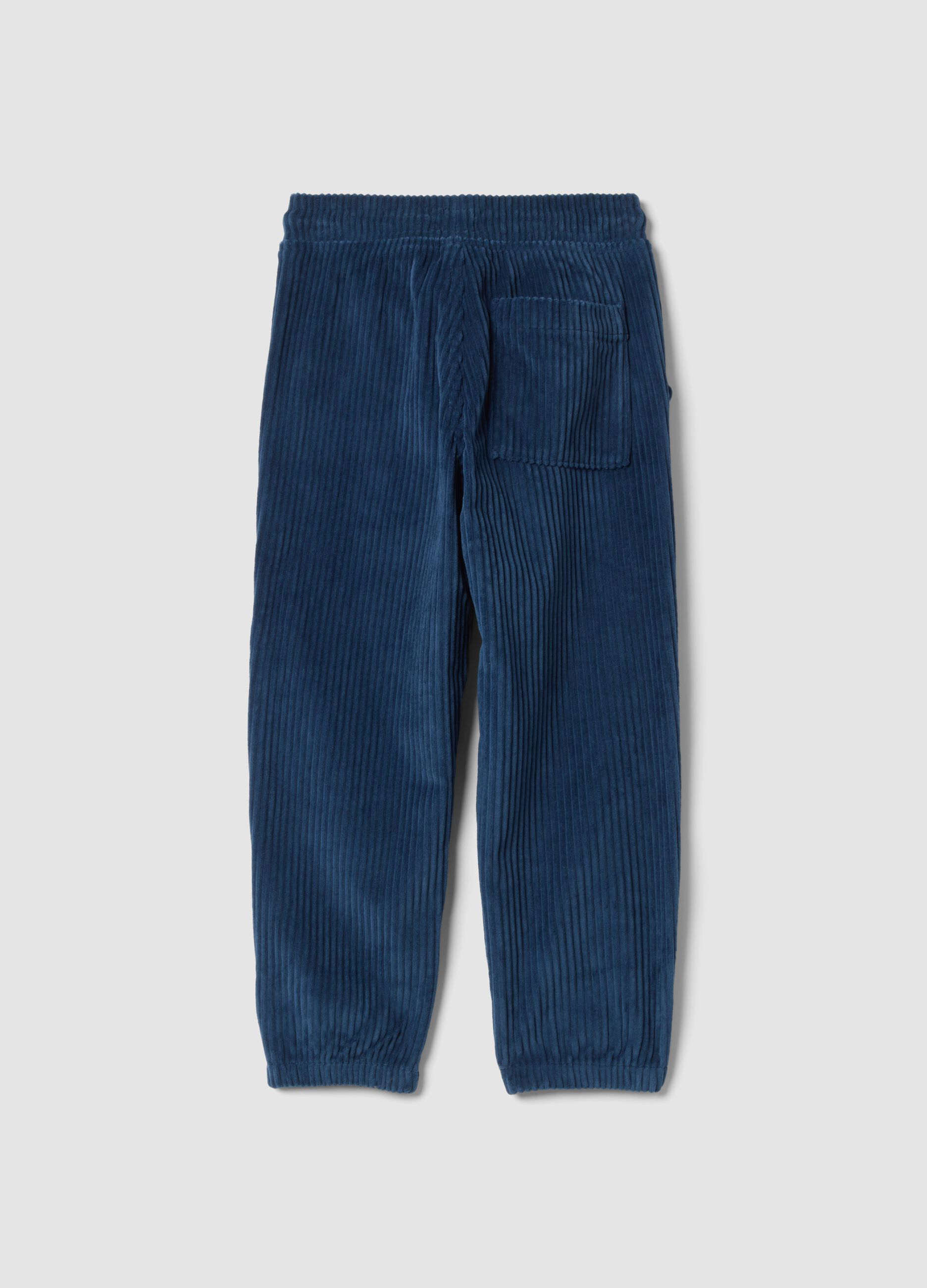 Pantaloni blu comfort fit con vita elasticizzata