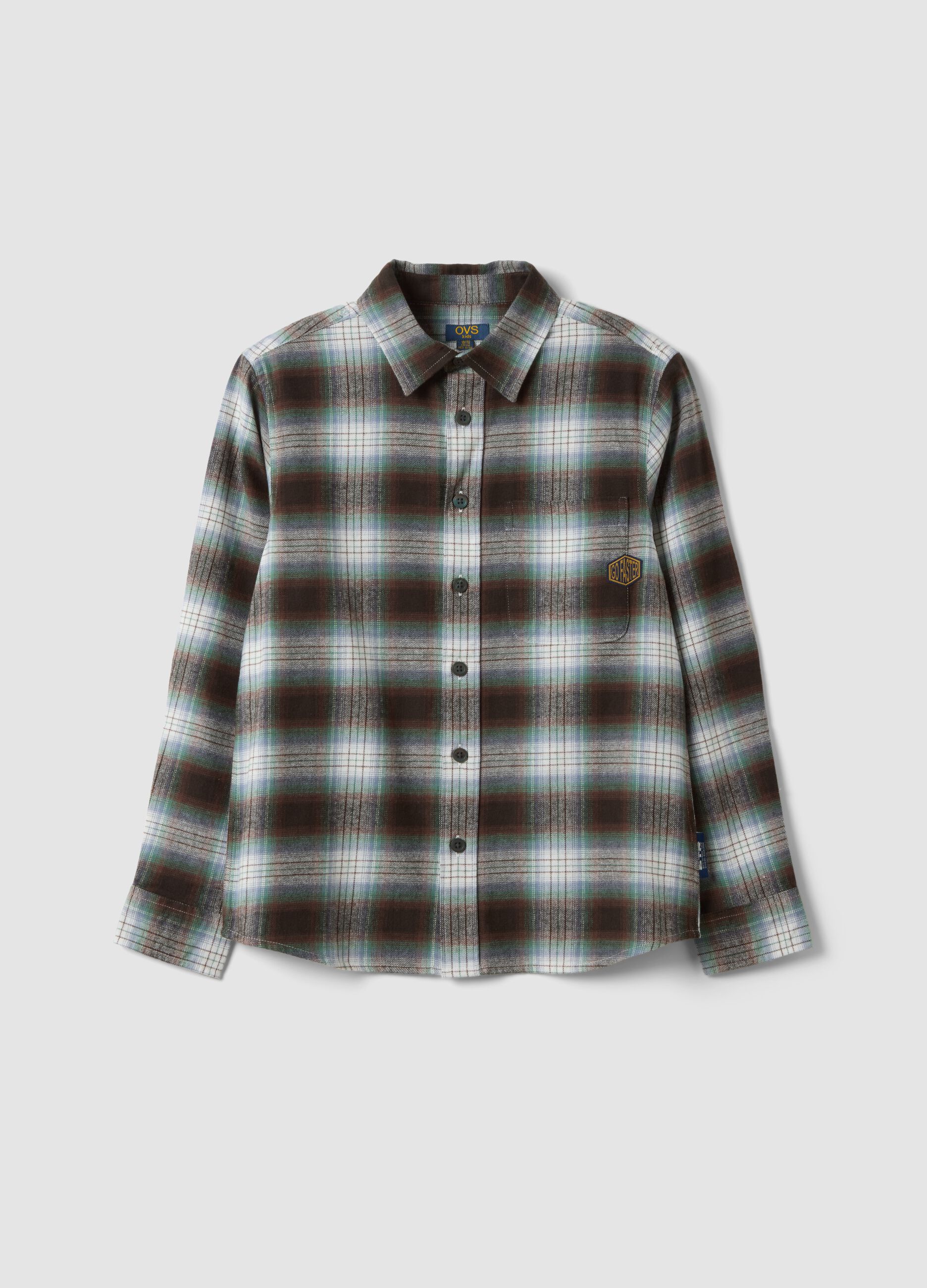 Brown checked pure cotton shirt
