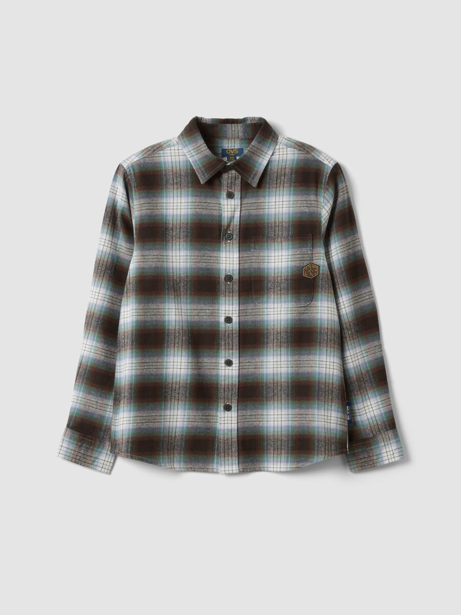 Brown checked pure cotton shirt_3
