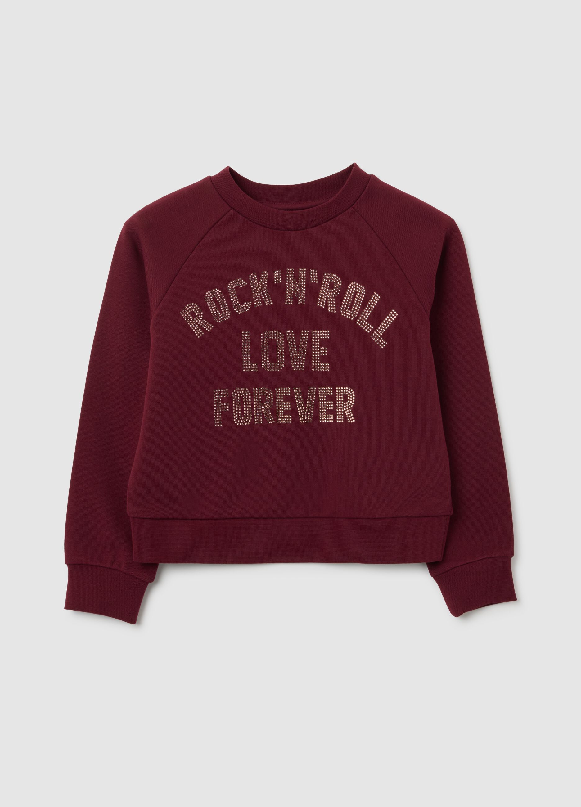 Girls' red cotton sweatshirt, regular fit