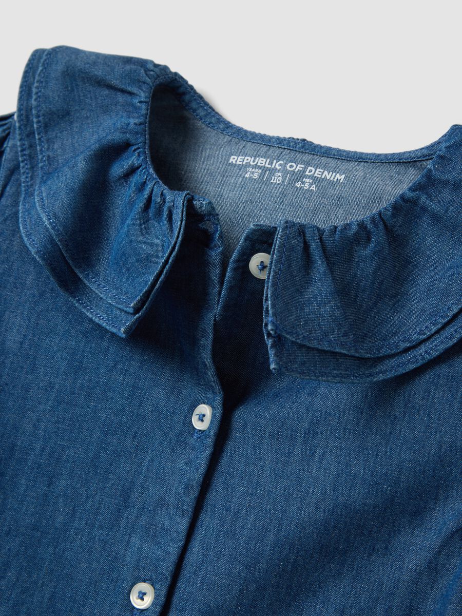 Blue pure organic cotton shirt with wide collar_2