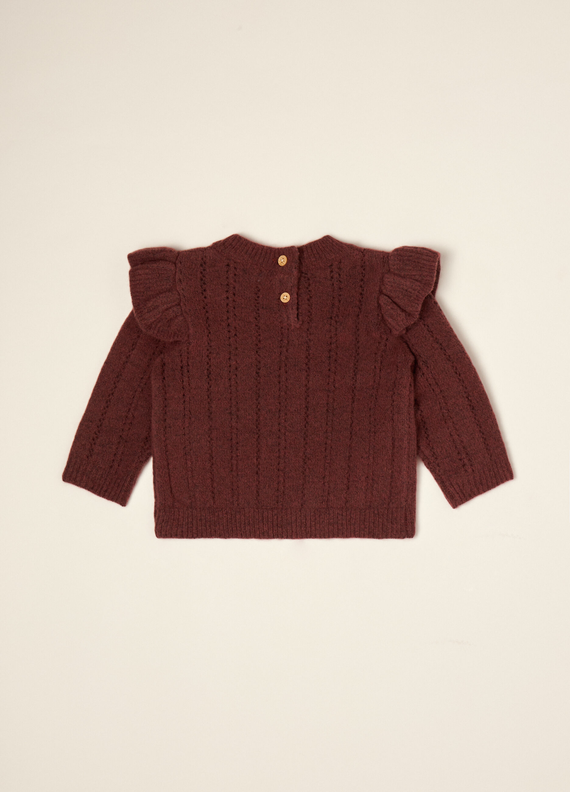 Red stretch wool crew-neck jumper
