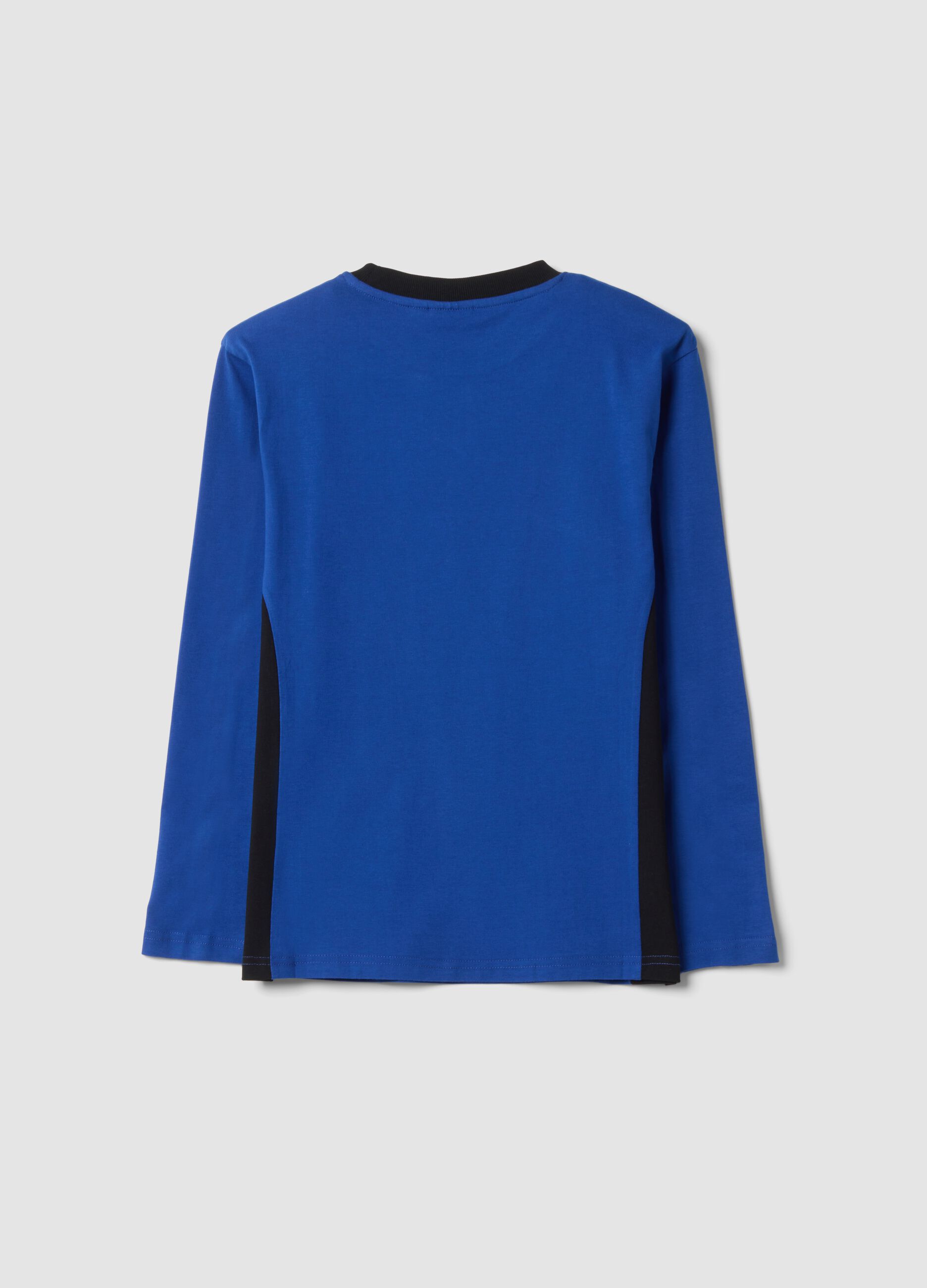 Blue crew-neck pure cotton PlayStation T-shirt, relaxed fit