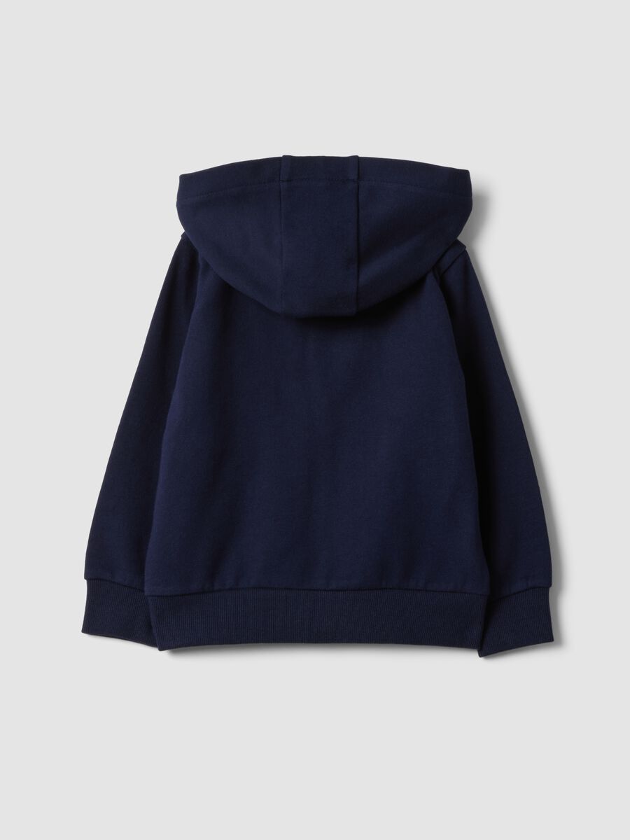 Blue hooded sweatshirt in pure organic cotton with star, regular fit for baby girl_1