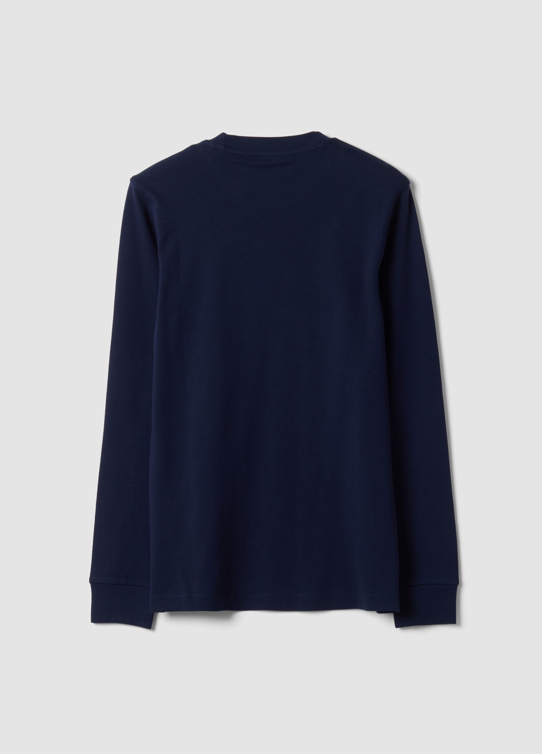 T-shirt blu in puro cotone girocollo regular fit