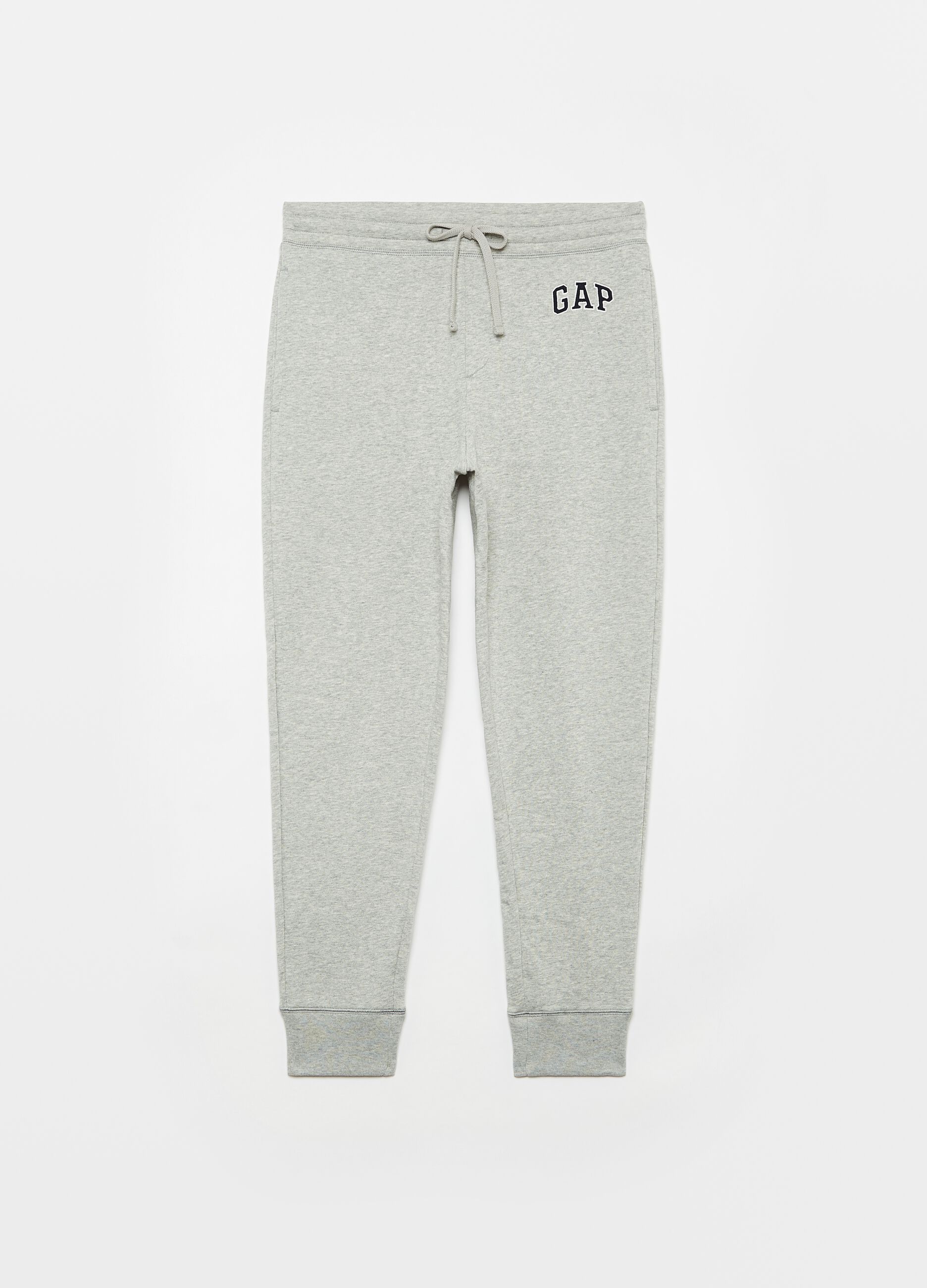 M&eacute;lange fleece joggers with logo embroidery