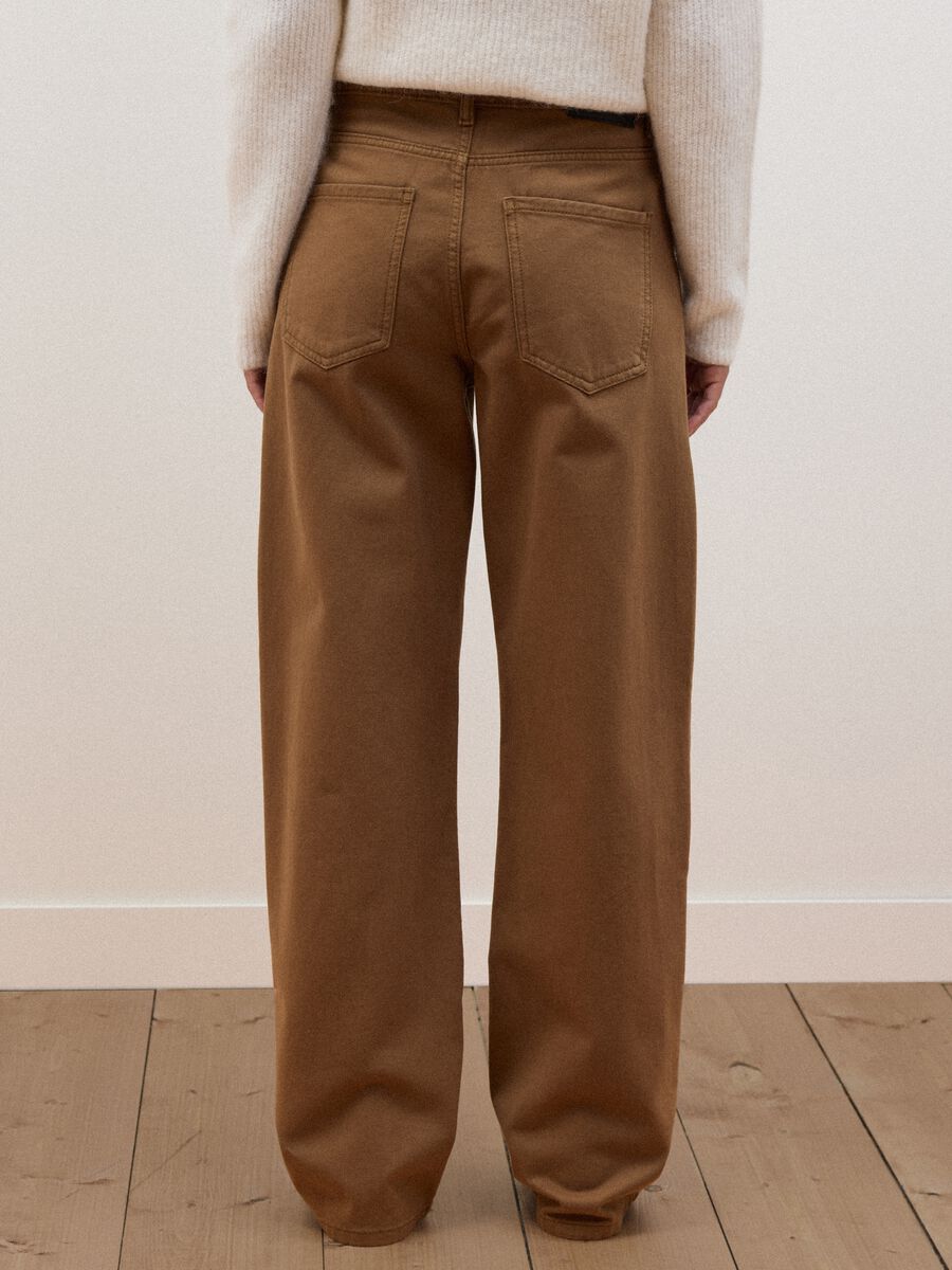 Brown wide-leg jeans in pure cotton_2