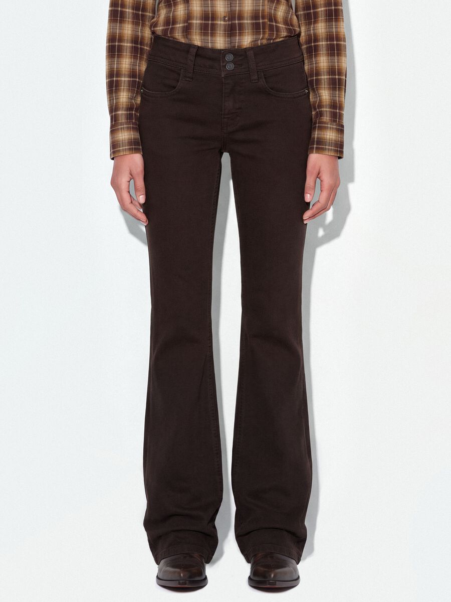 Brown flared stretch-cotton jeans_1