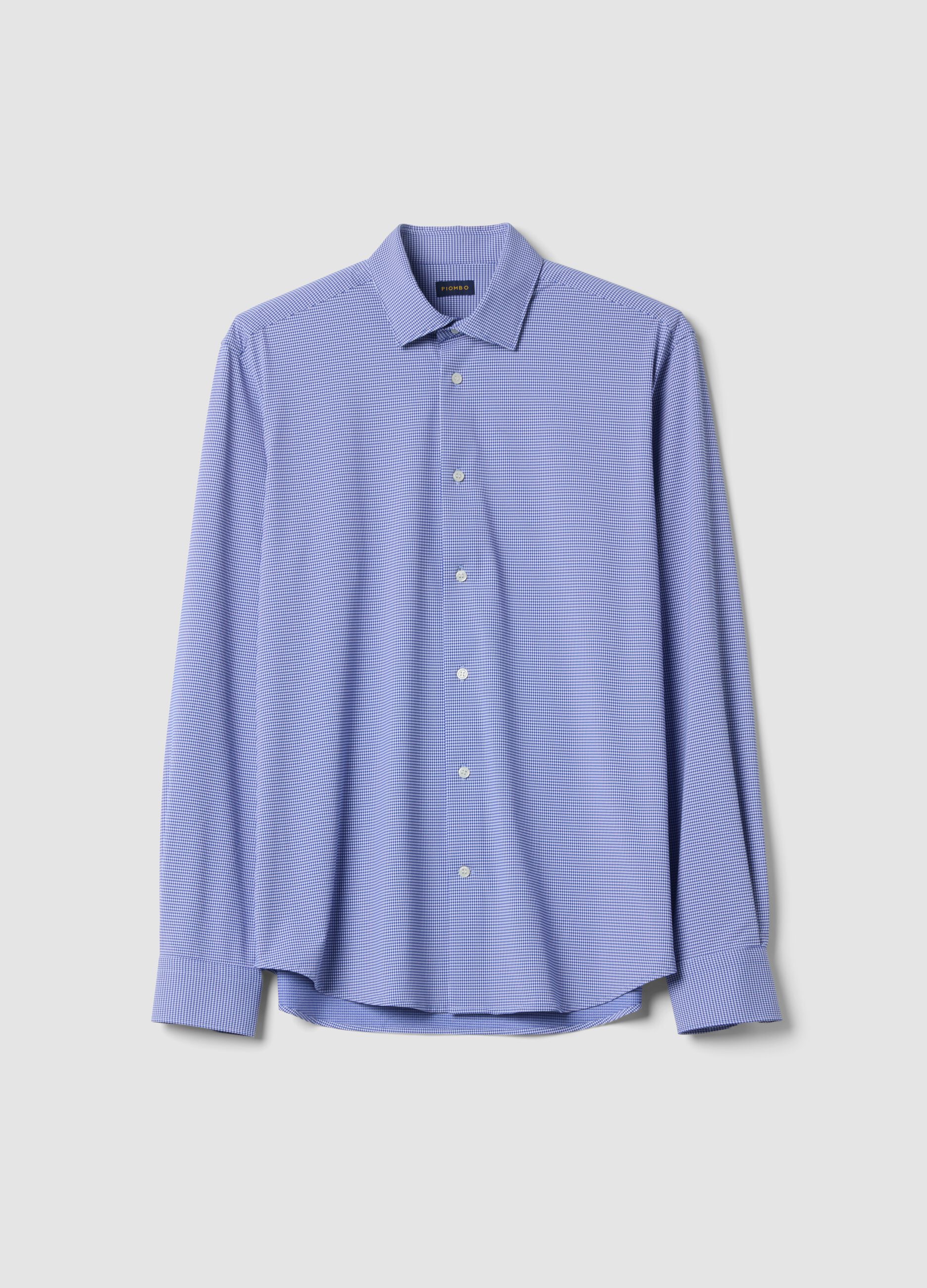 Camicia traspirante blu slim fit in tessuto elasticizzato 4 Way