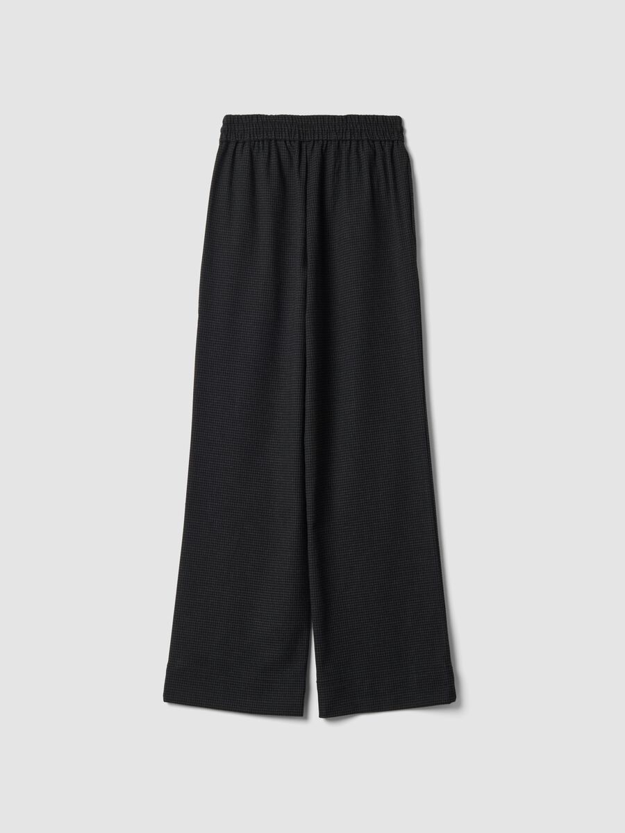 Black and grey stretch viscose-blend wide-leg joggers with pattern_2
