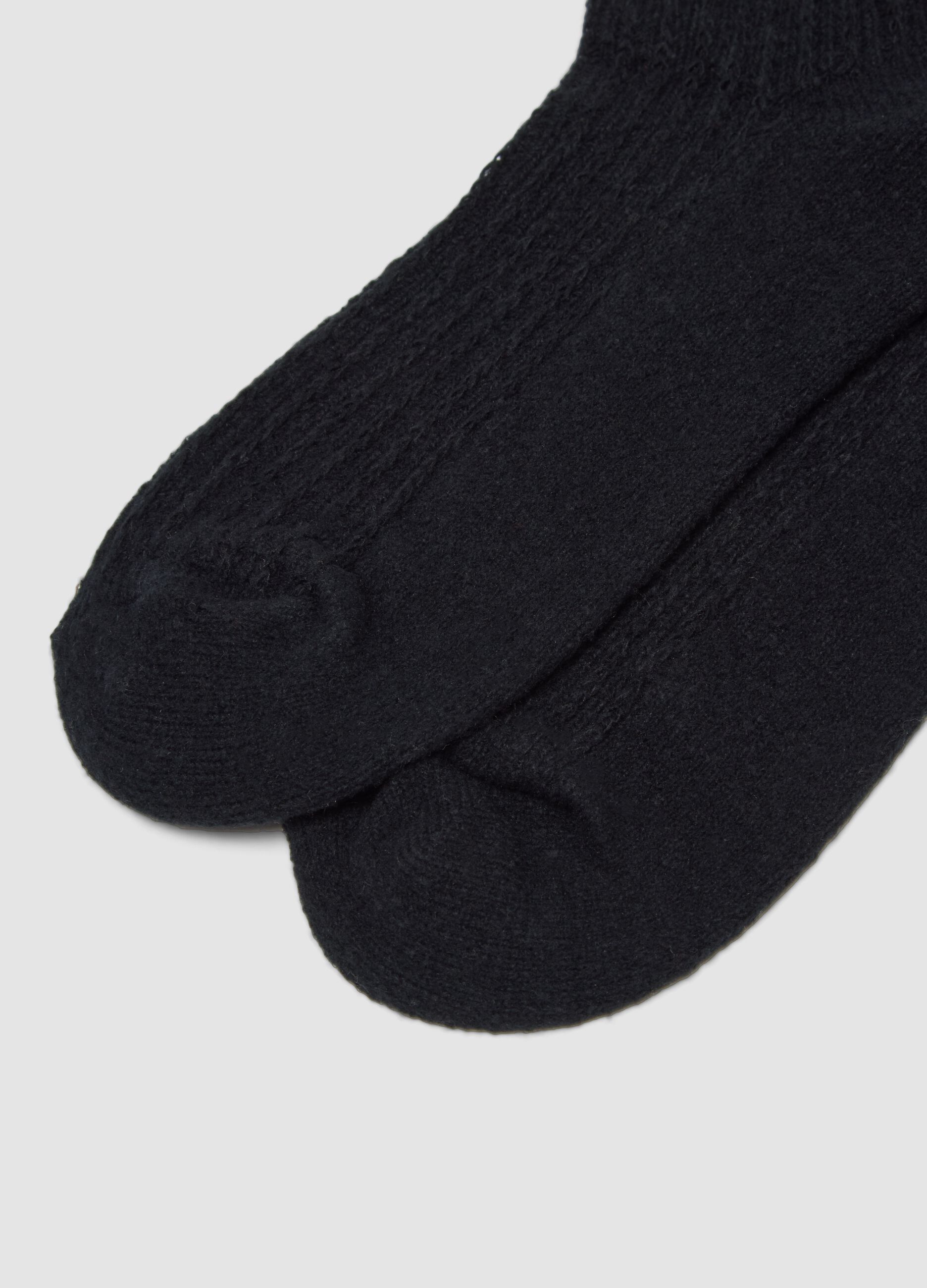 Long black stretch-fabric socks