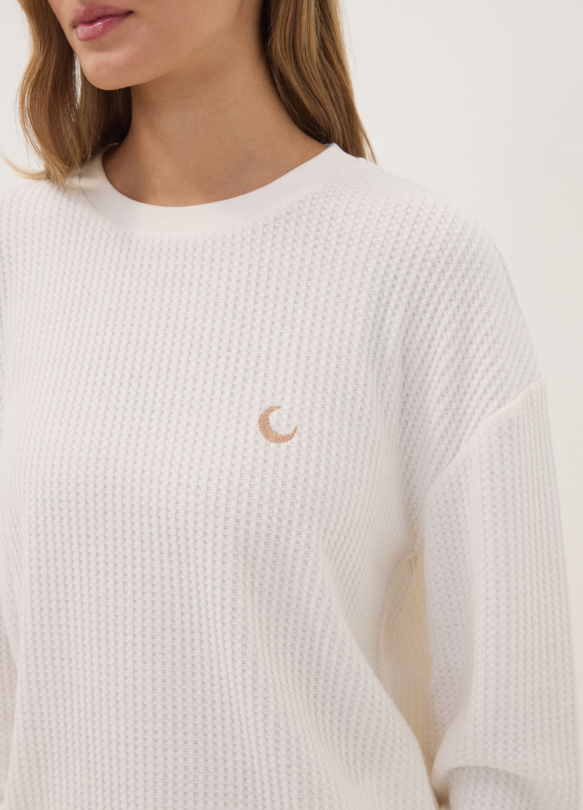 Pigiama bianco in jersey di viscosa elasticizzata regular fit