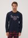 Navy blue pure cotton crew-neck pyjamas_1
