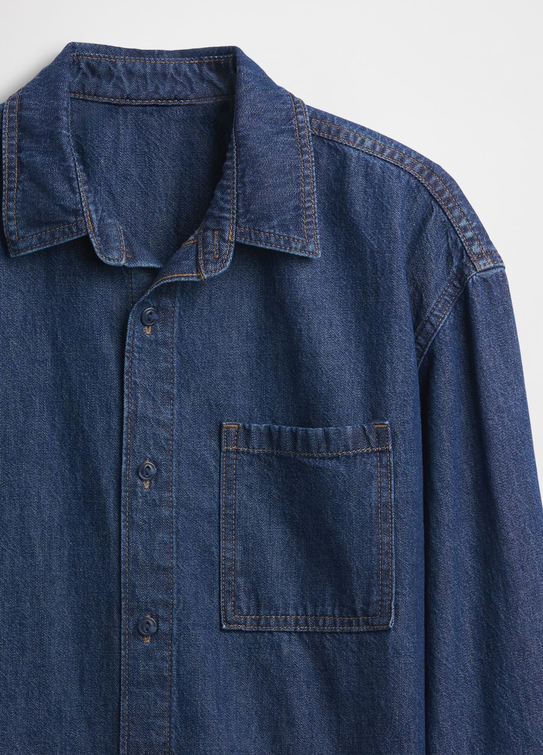 Long-sleeved denim shirt