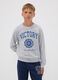 Grey cotton and viscose blend sweatshirt with &ldquo;Victory&rdquo; slogan for boys_1