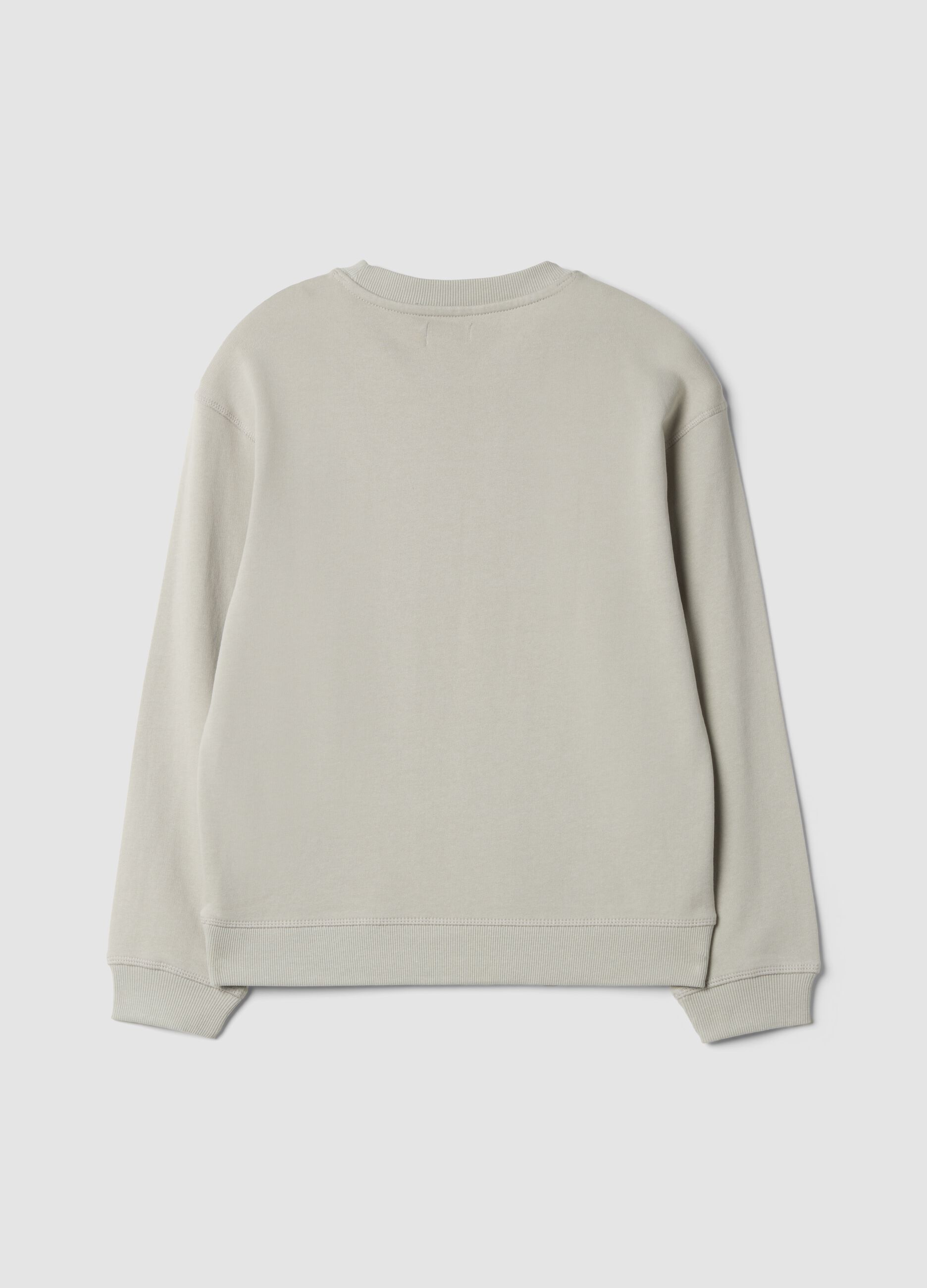 Grey 100% cotton gaming-print crew-neck sweatshirt