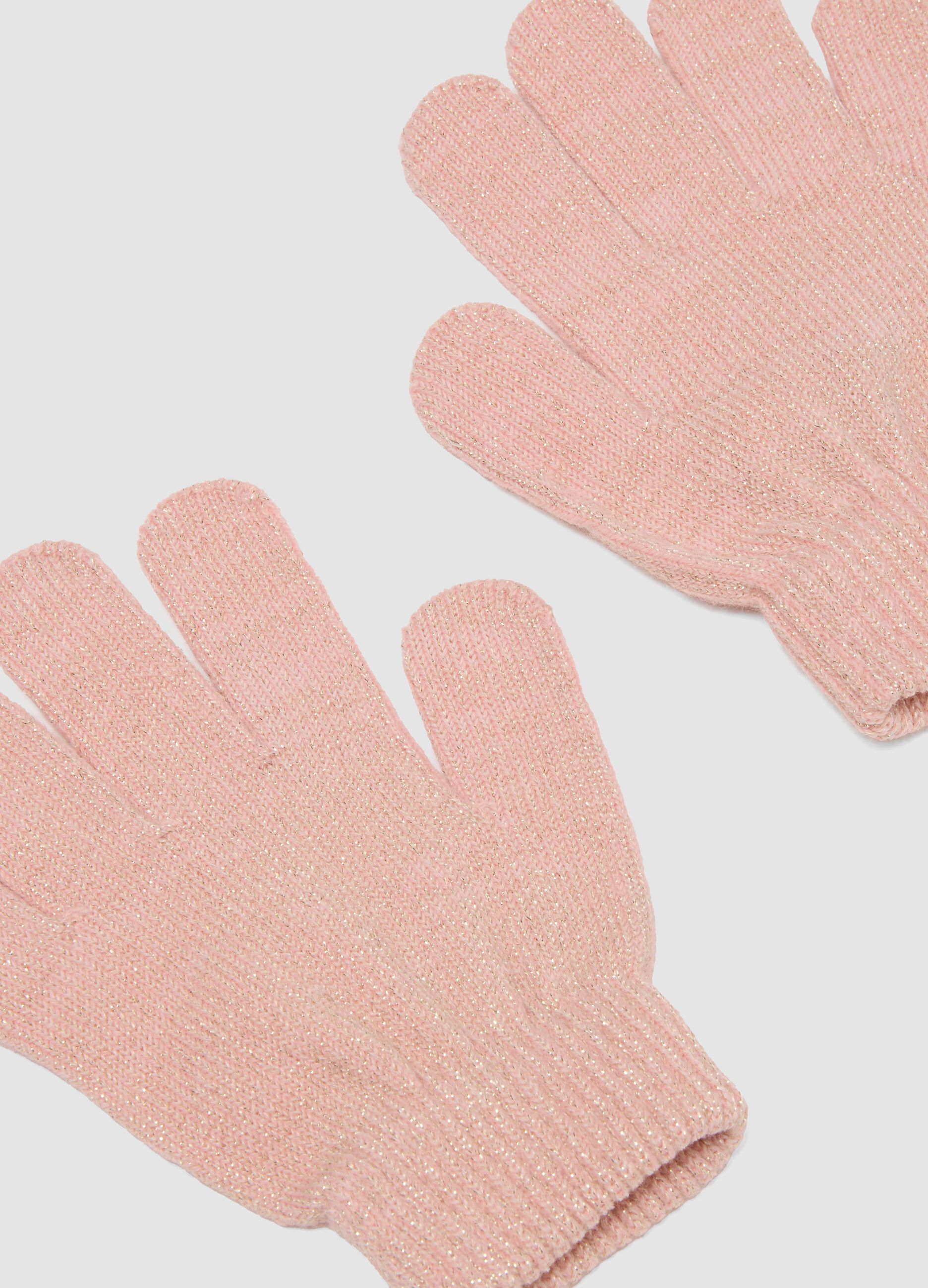 Pink Stretch-Fabric Gloves