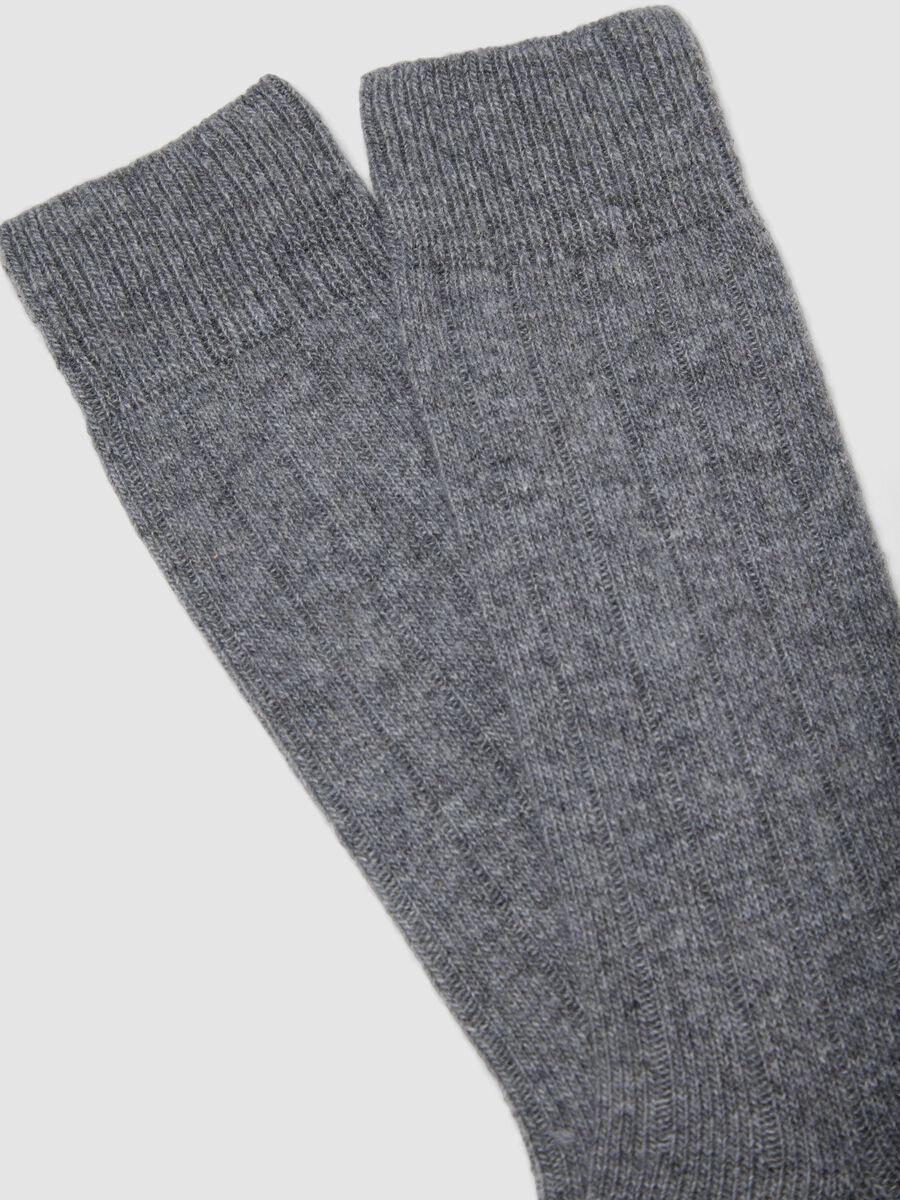 Calze midi grigie in lana, viscosa e cashmere elasticizzati_1