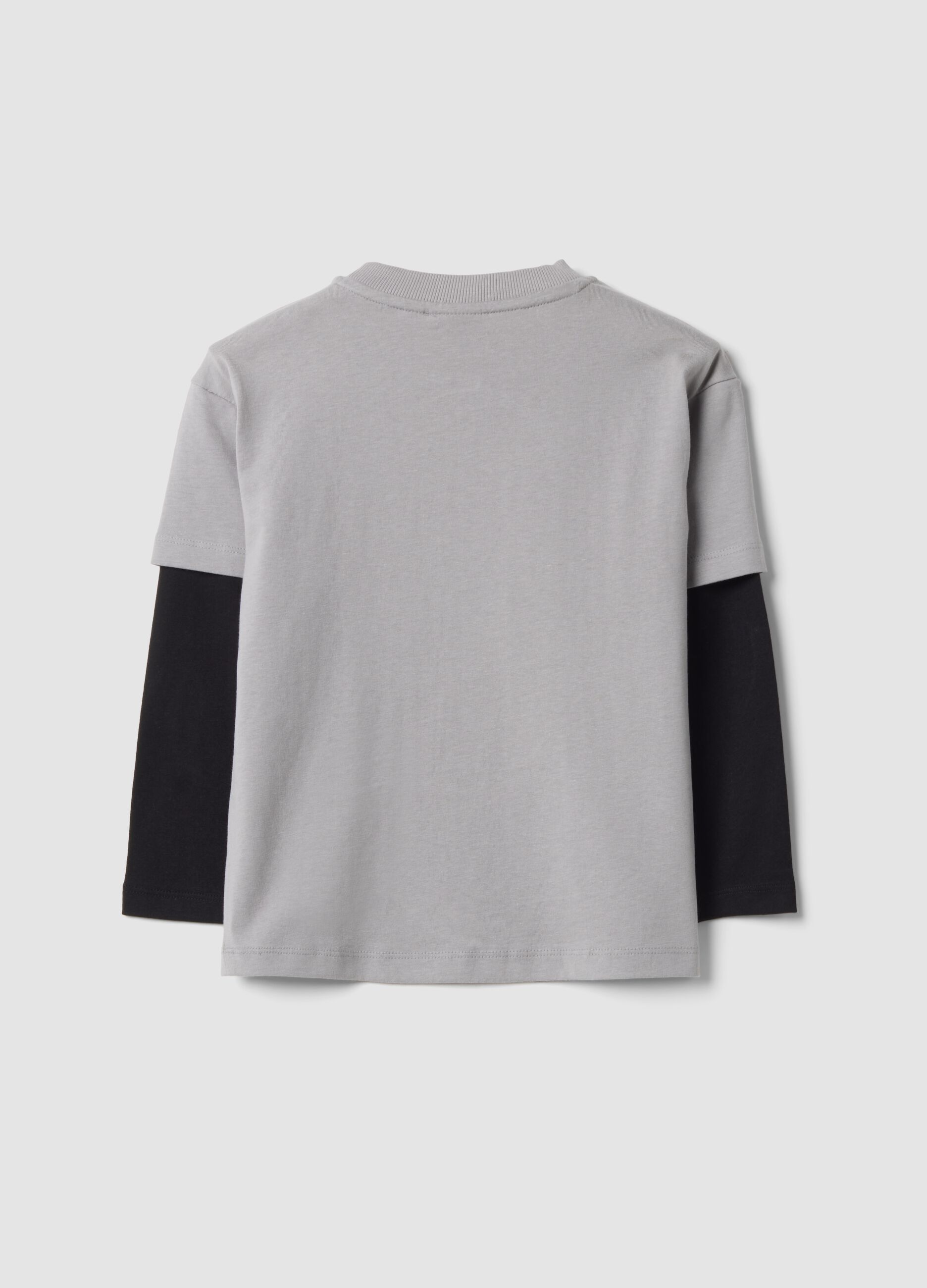 Grey pure cotton jersey T-shirt with Sonic print, oversized fit