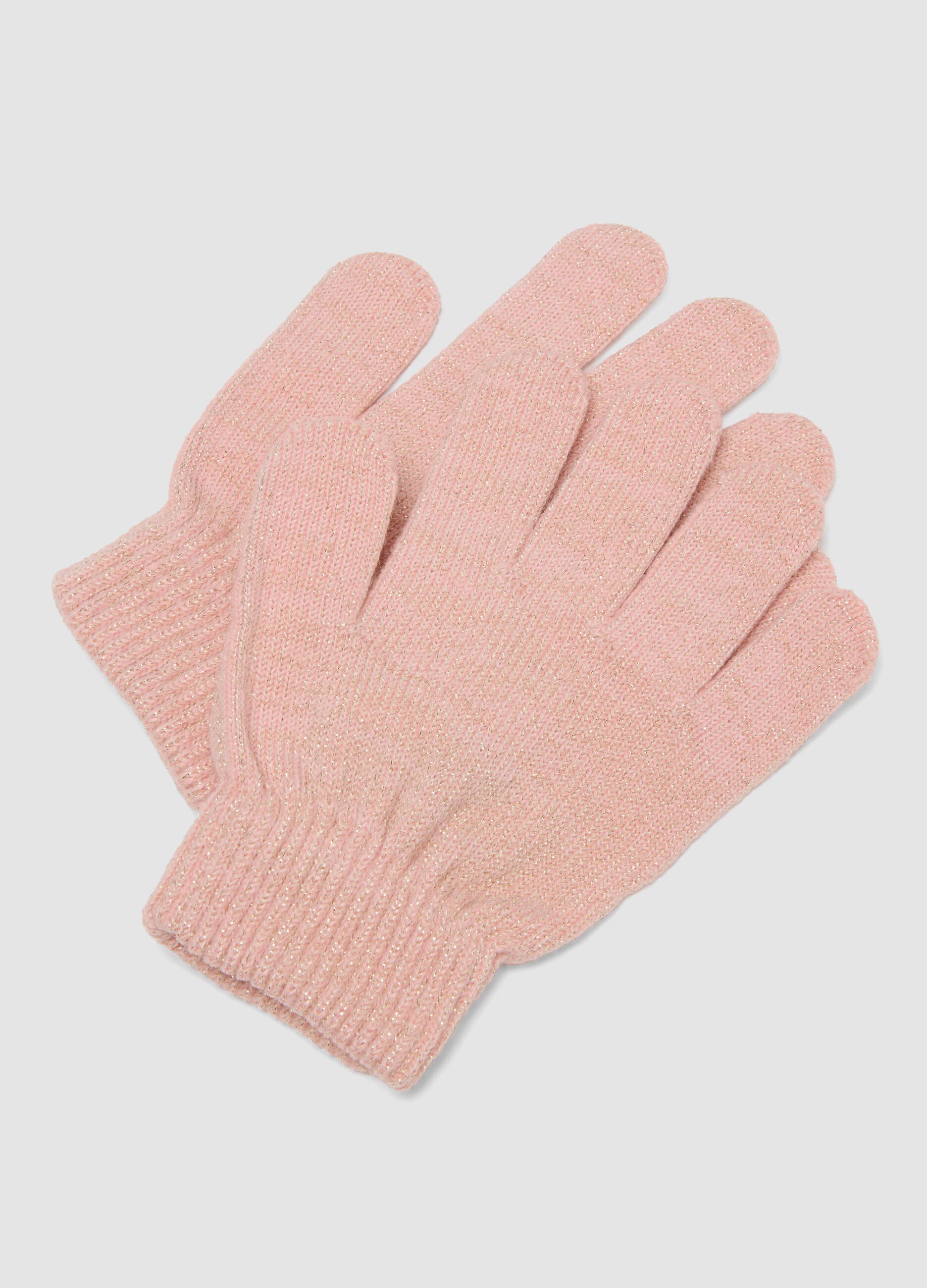 Pink Stretch-Fabric Gloves