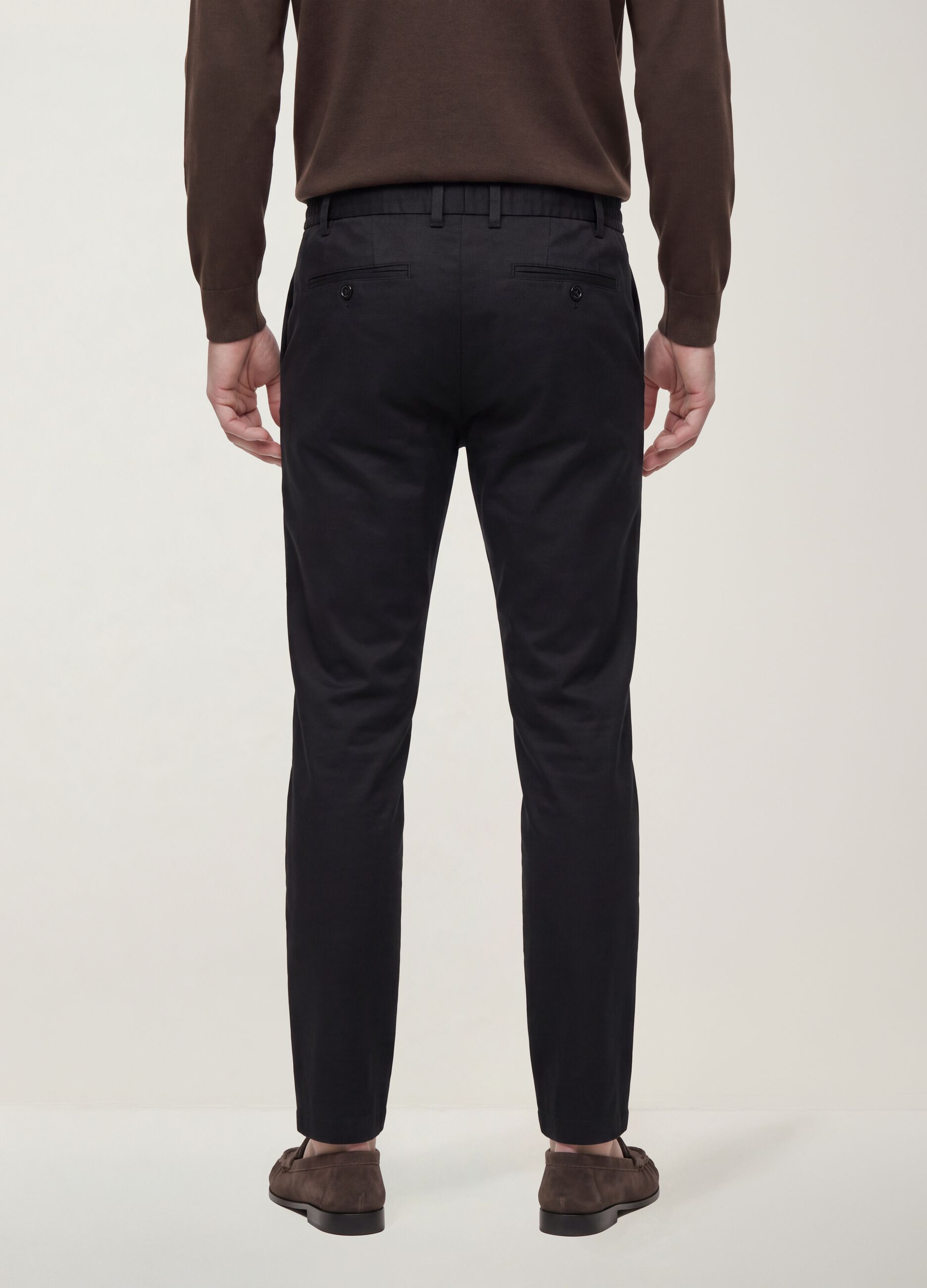 Black slim-fit chino trousers in lyocell and stretch cotton