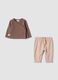 Brown ribbed set in pure organic cotton_0