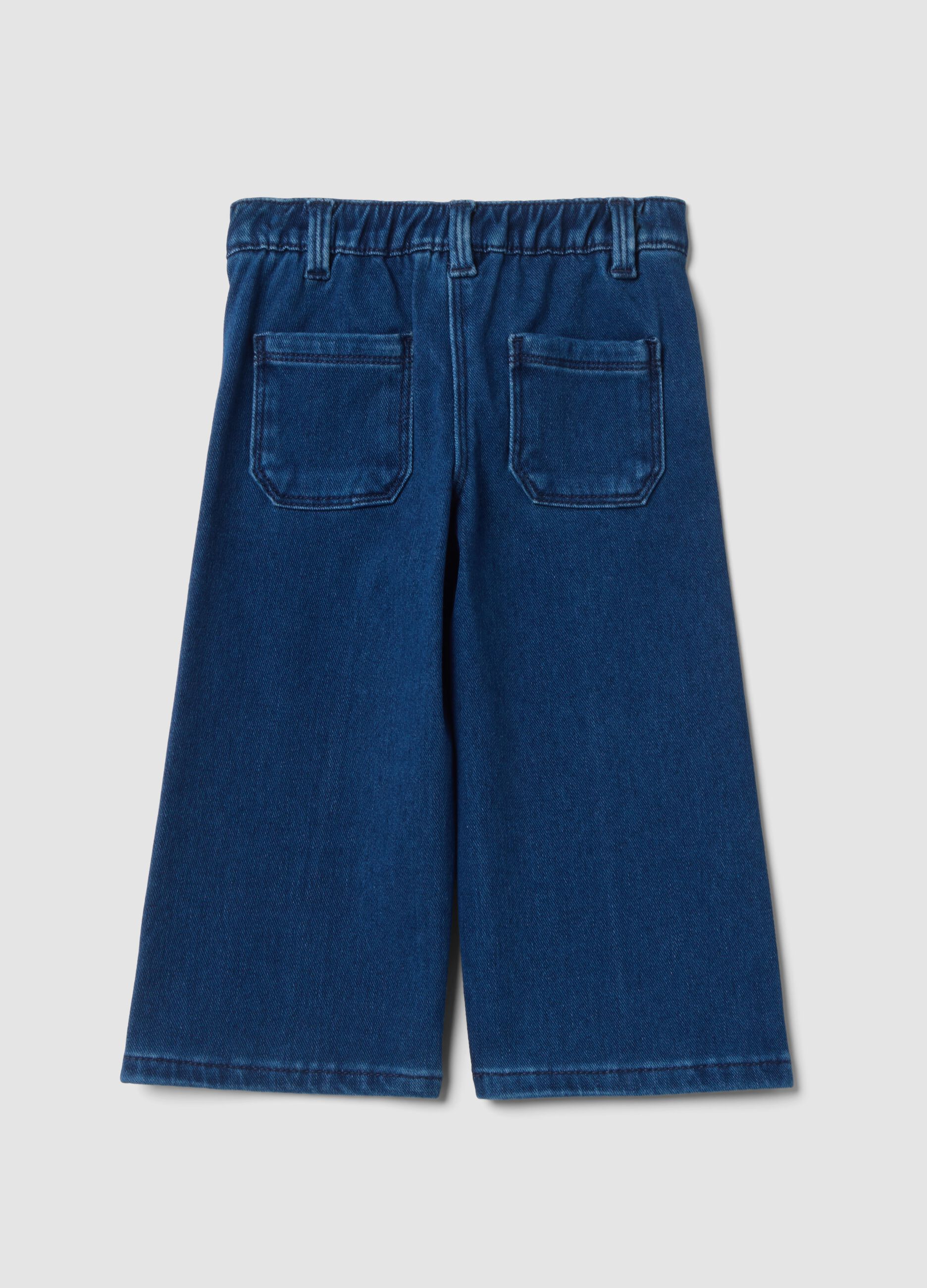 Jeans blu scuro wide leg in cotone elasticizzato