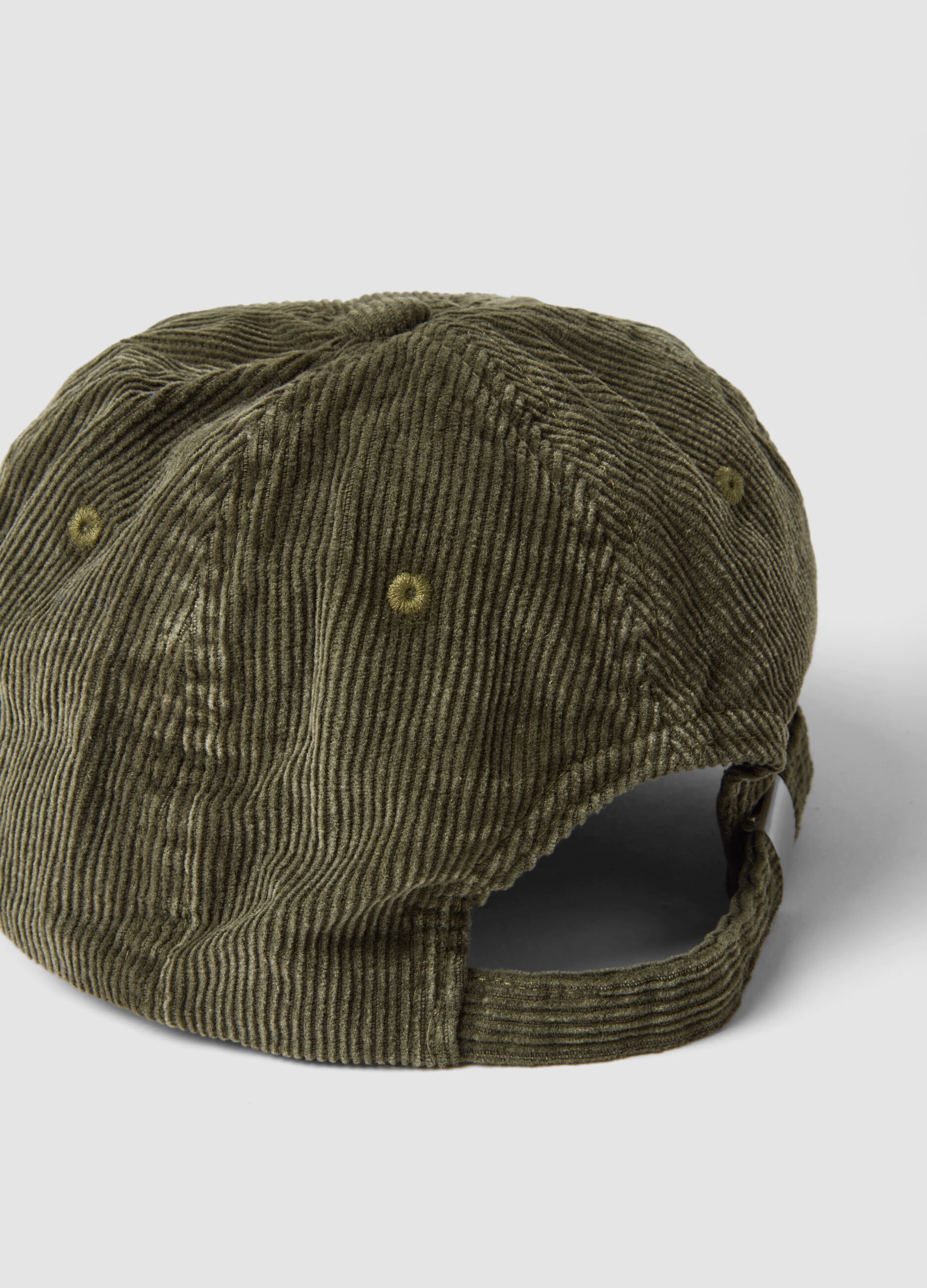 Cappello baseball verde in puro cotone a coste