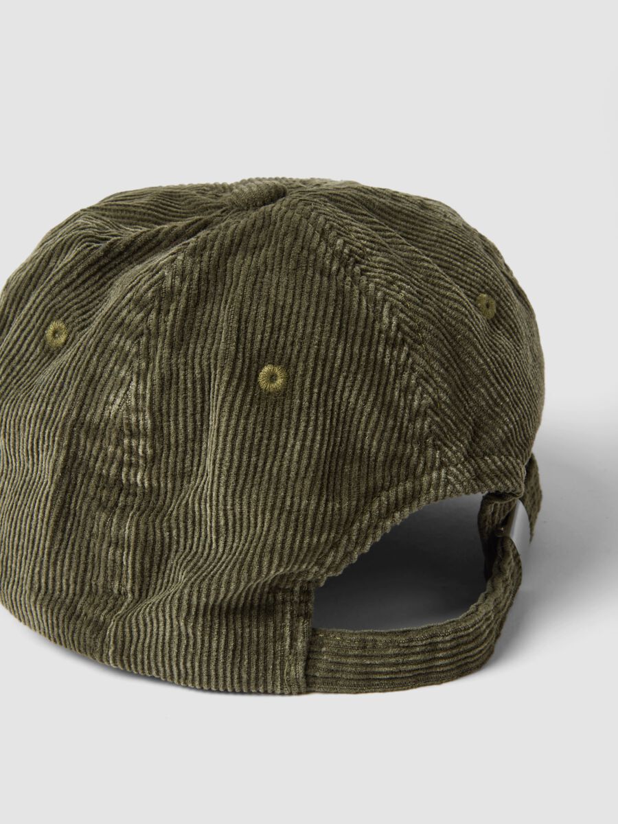 Green ribbed pure cotton baseball cap_2