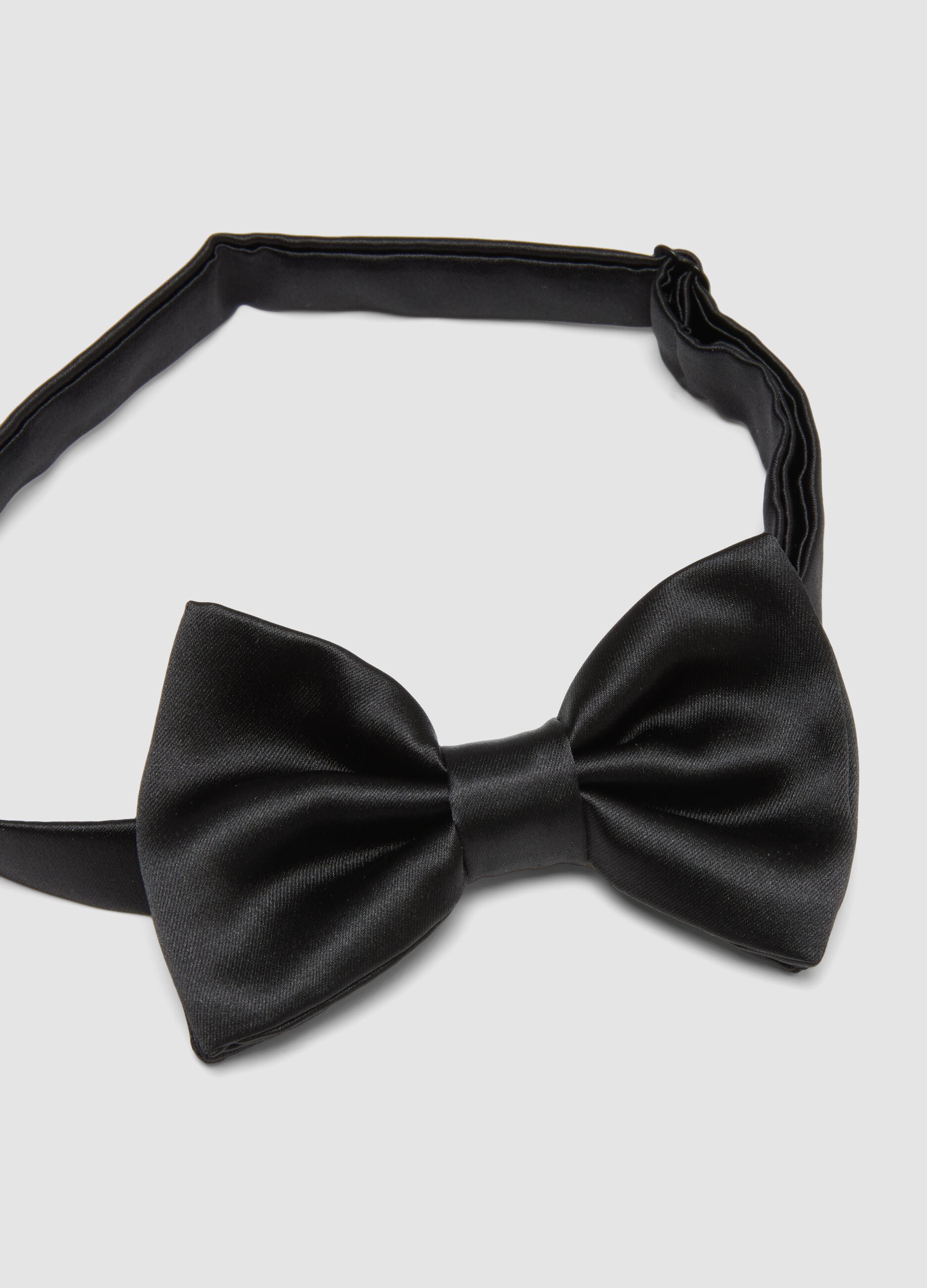 Black satin bow tie with adjustable hook