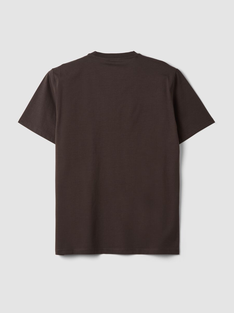 Brown mercerised pure cotton regular-fit crew-neck T-shirt_5