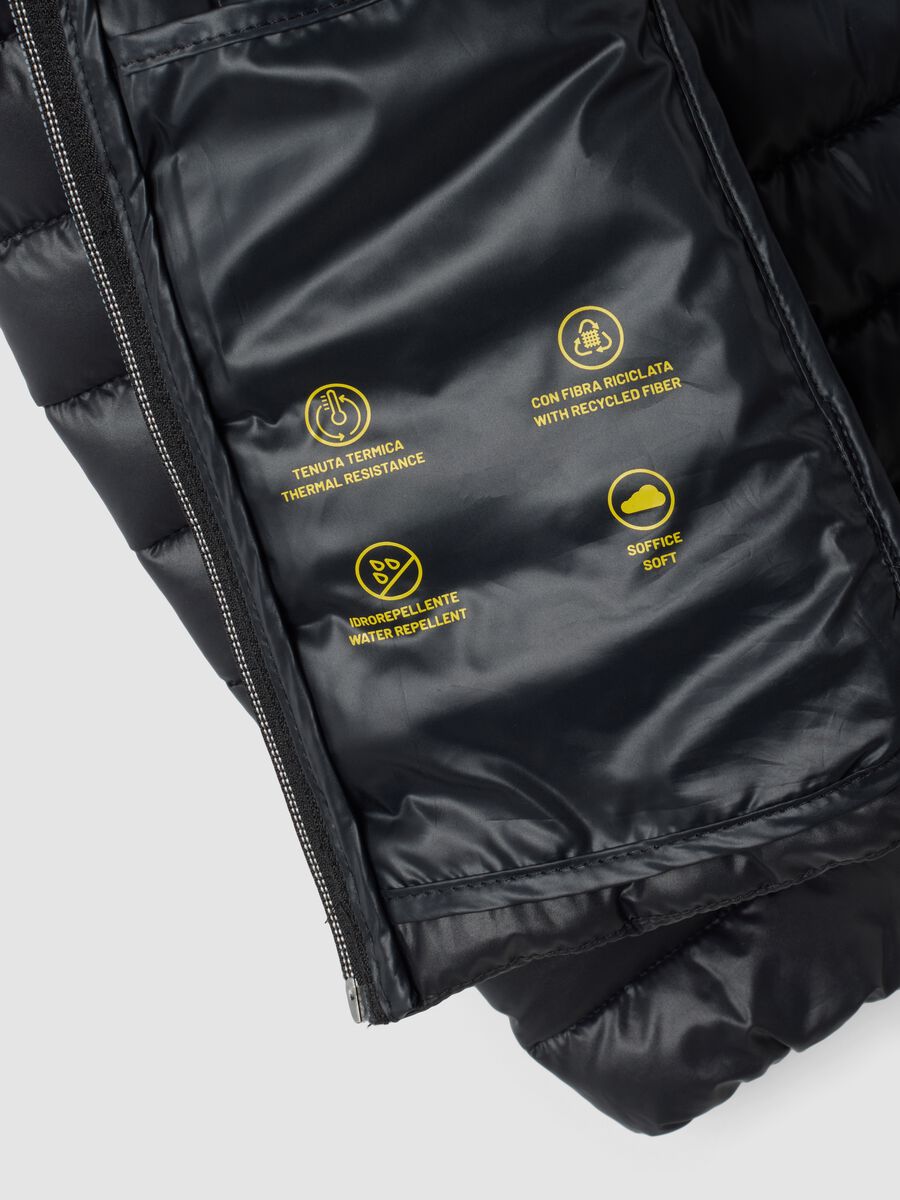 Black Ultralight padded jacket with hood and zip for girls_6