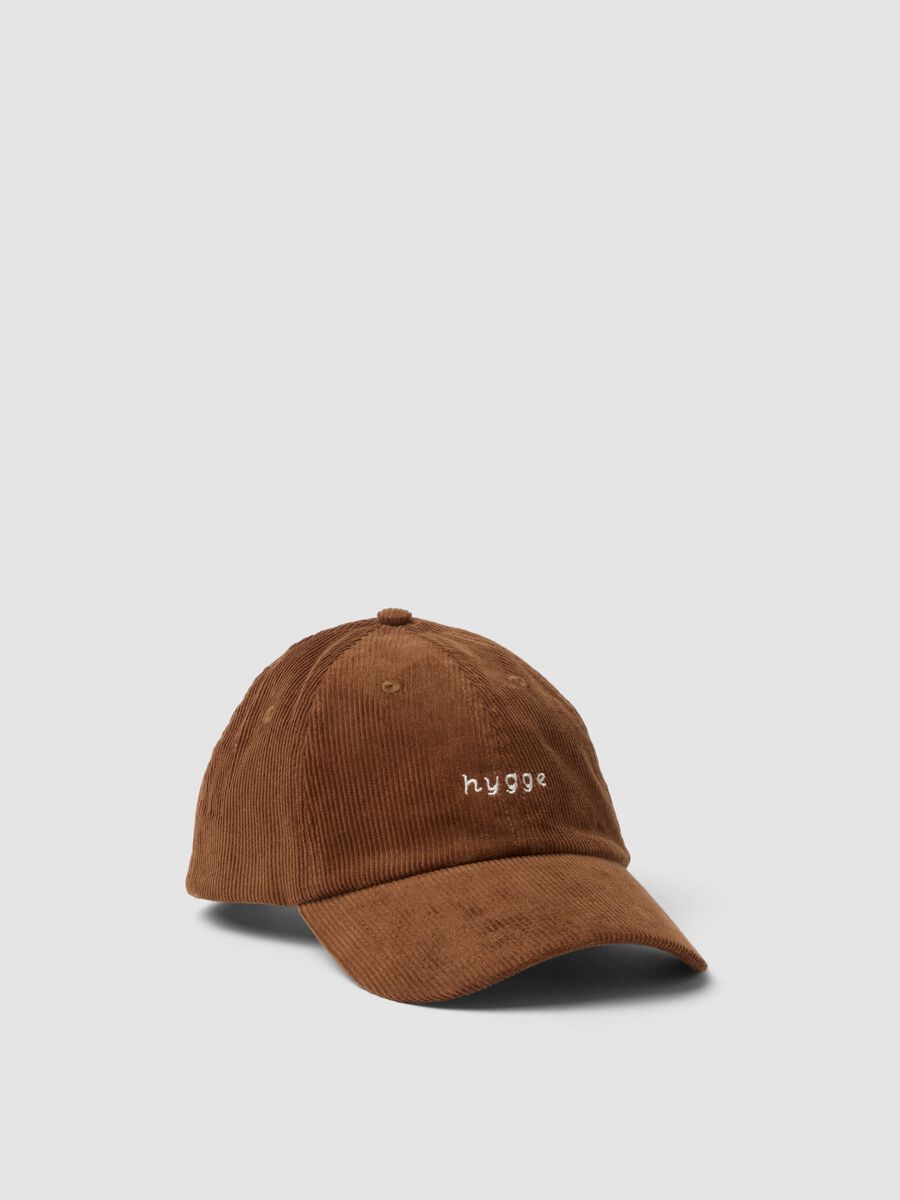 Brown ribbed pure cotton cap_0