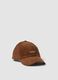 Brown ribbed pure cotton cap_0