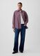Burgundy red striped pure cotton shirt_1