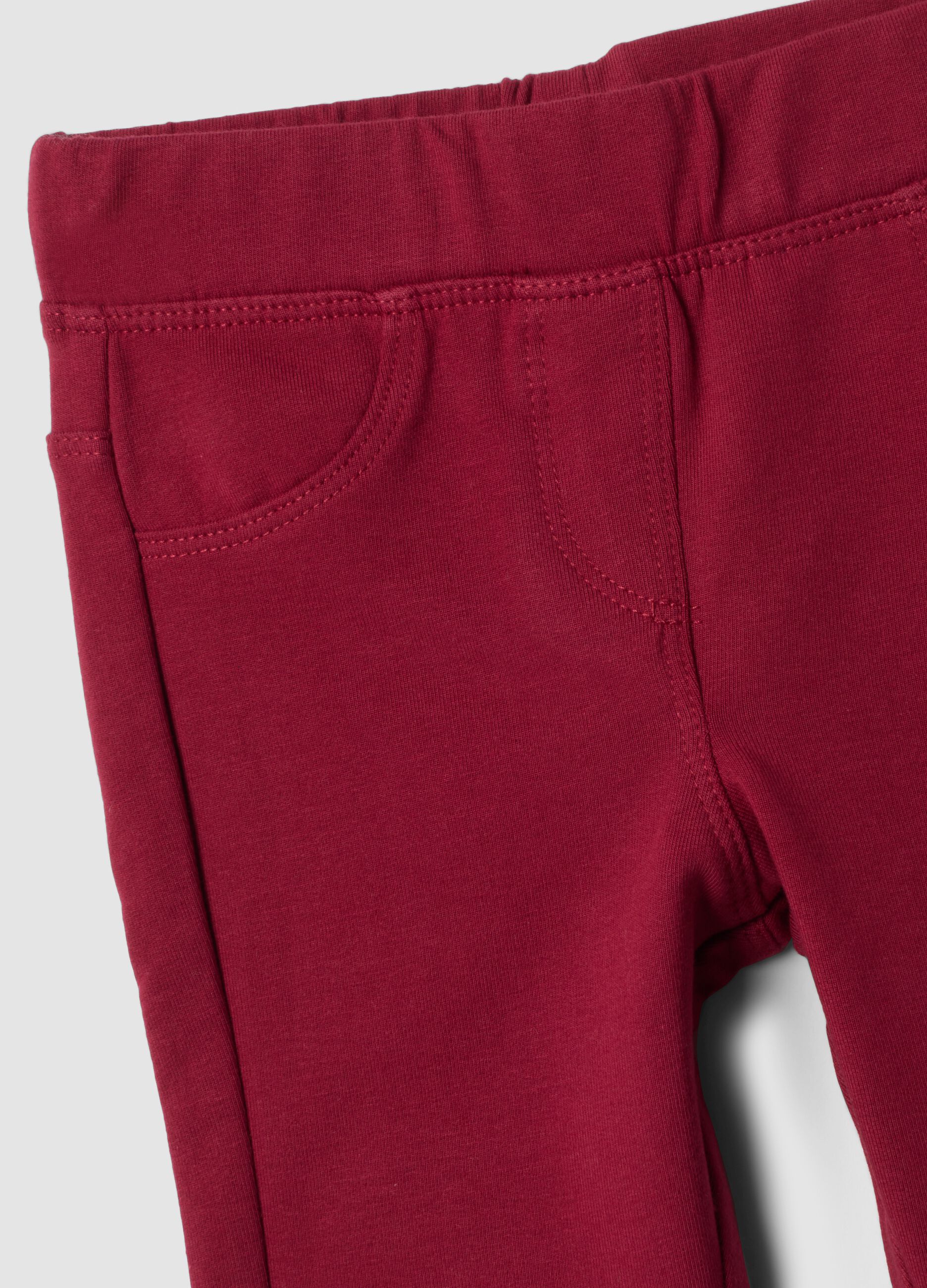 Red organic stretch cotton treggings