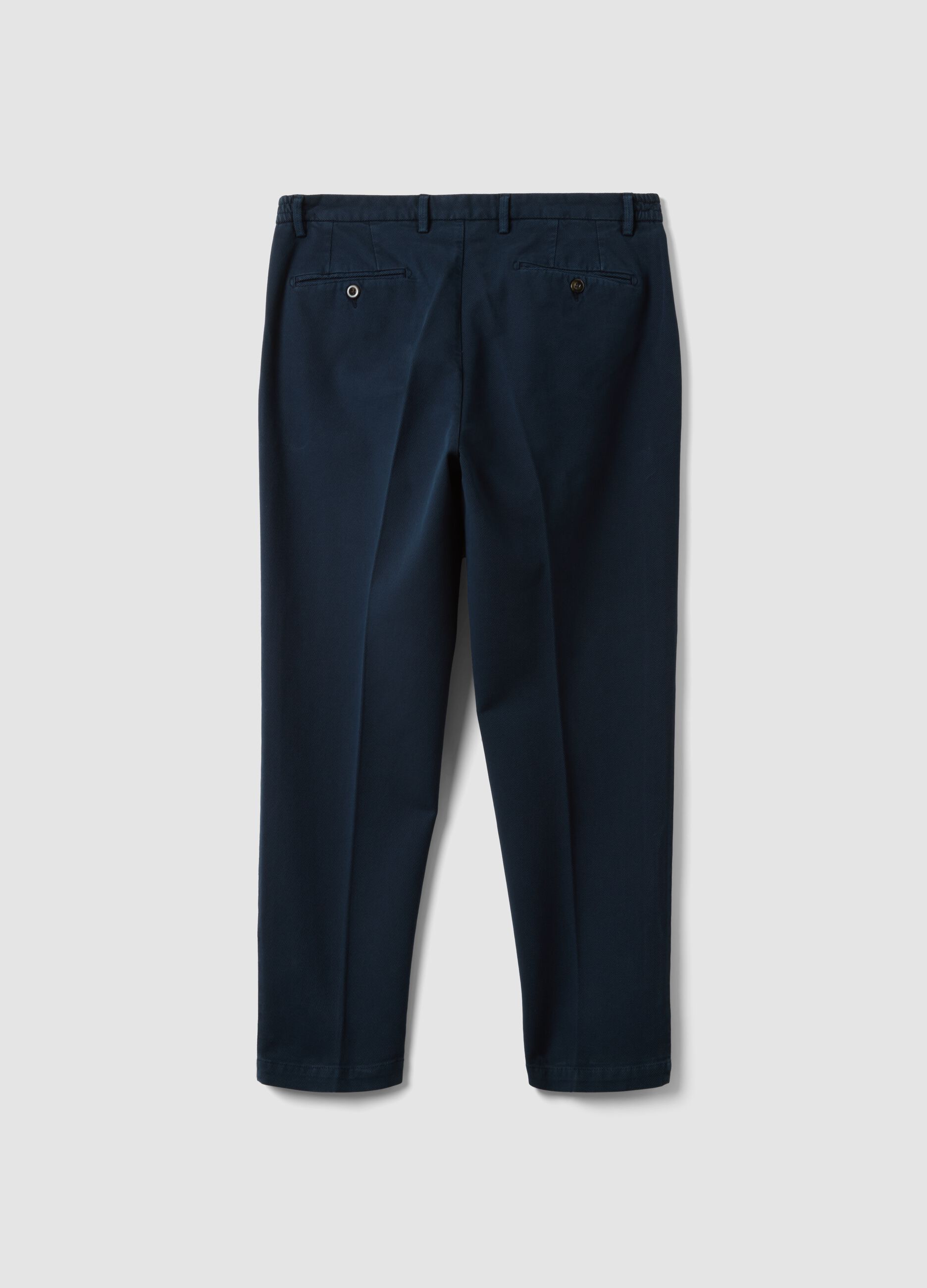 Pantaloni chino azzurri in cotone e modal elasticizzato