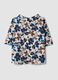 Blusa bianca in cotone elasticizzato con fantasia floreale regular fit_2
