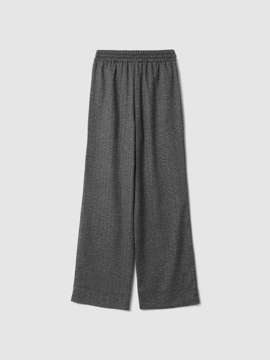 Jogger grigi in misto viscosa elasticizzata wide leg con fantasia_1