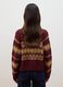 Red crew-neck jacquard wool-blend cardigan, regular fit_3
